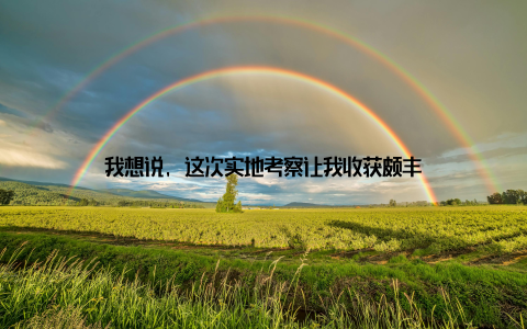 我想说, 这次实地考察让我收获颇丰