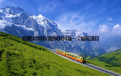 我要谈谈我们如何对待每一个检验项目