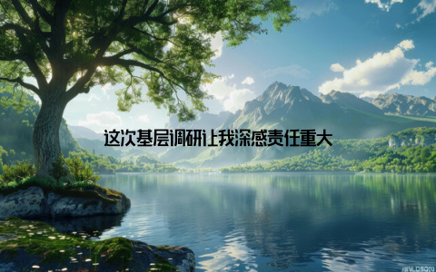 这次基层调研让我深感责任重大